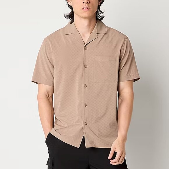 Xersion Mens Short Sleeve Regular Fit Button-Down Shirt - Flagstone Sz XL 925243 - Picture 1 of 3
